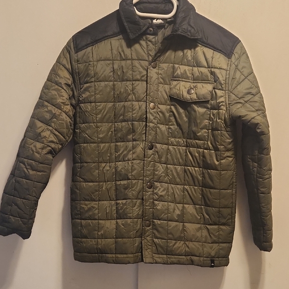 Quiksilver Men's Quilted Jacket - Olive and Black - Picture 1 of 3